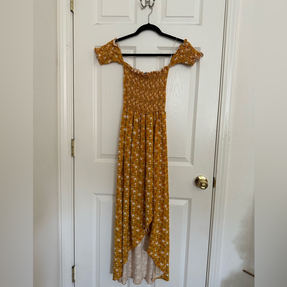 Floral Maxi Asymmetrical Off the Shoulder Dress